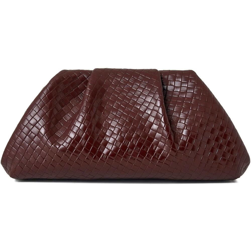 7901 Woven Evening Bag Ruched Dumpling Clutch Purse Detachable Chain